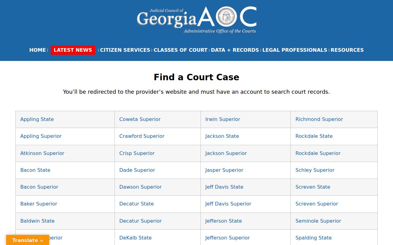 Chamblee residents directory Georgia court eAccess options