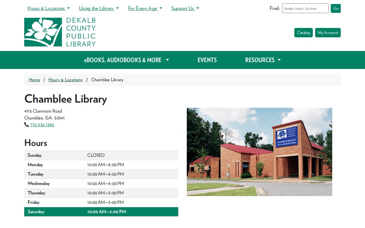 Chamblee Library access for city directory research