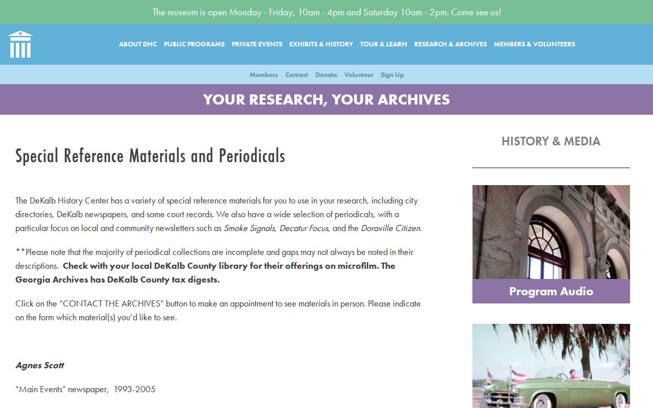 Chamblee resident lookup in DeKalb History Center holdings