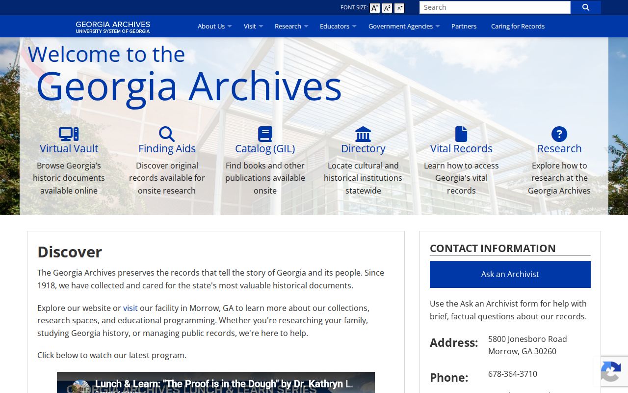 Georgia Archives resources for a Chamblee resident lookup