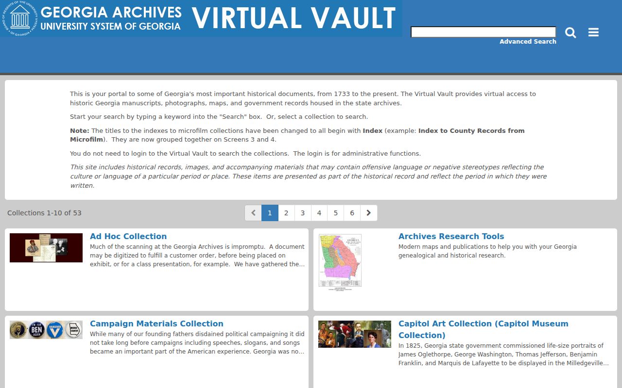 Virtual Vault historical sources for Chamblee resident records
