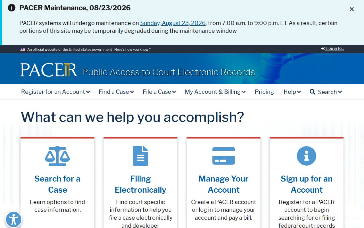 PACER access related to Chamblee ZIP code record research