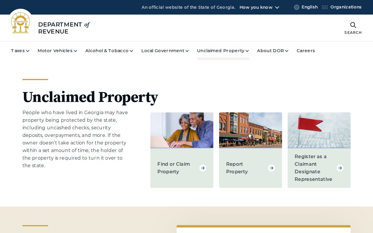 Georgia unclaimed property route for a Chamblee ZIP code search