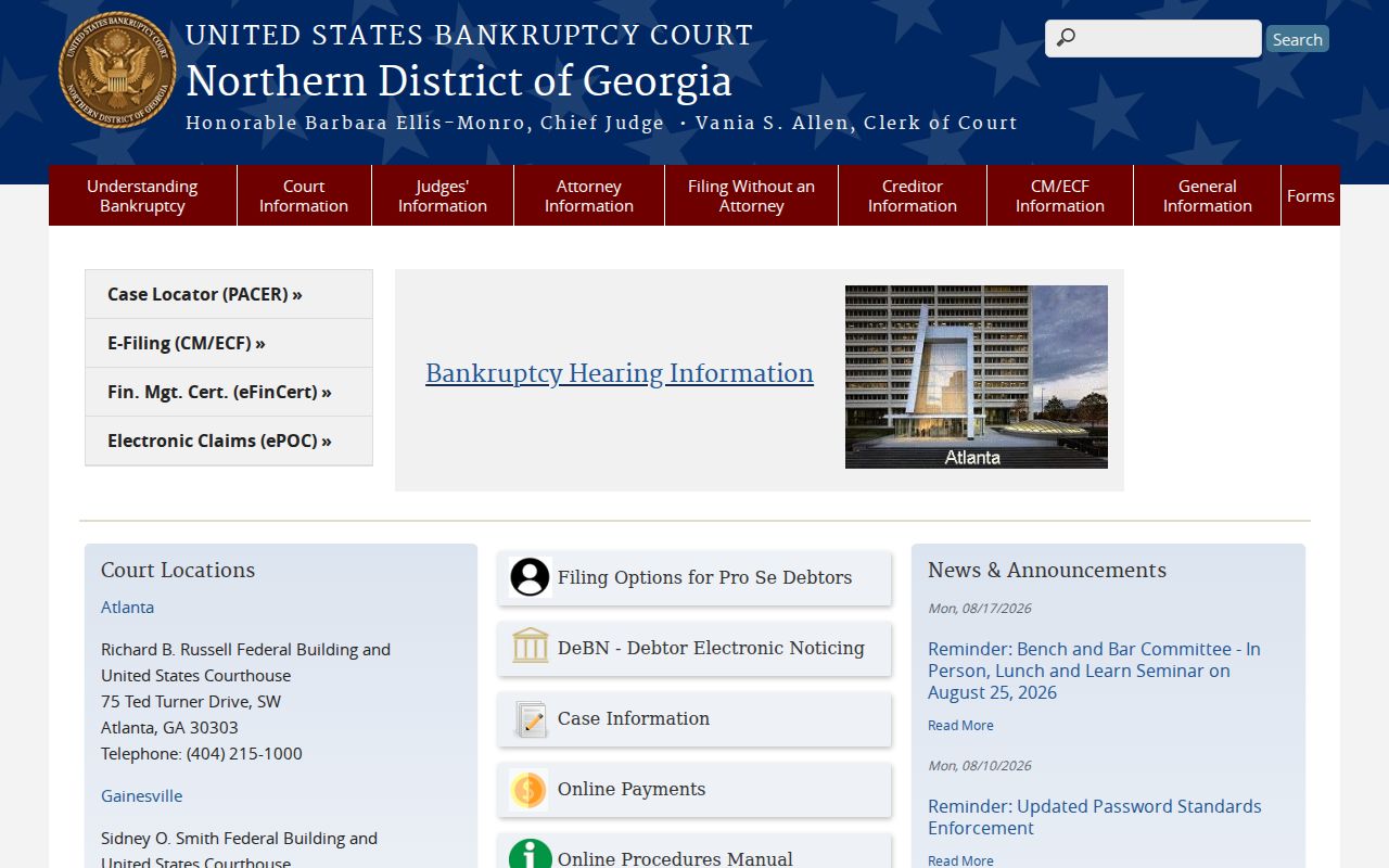 Northern District bankruptcy records for Chamblee ZIP code research