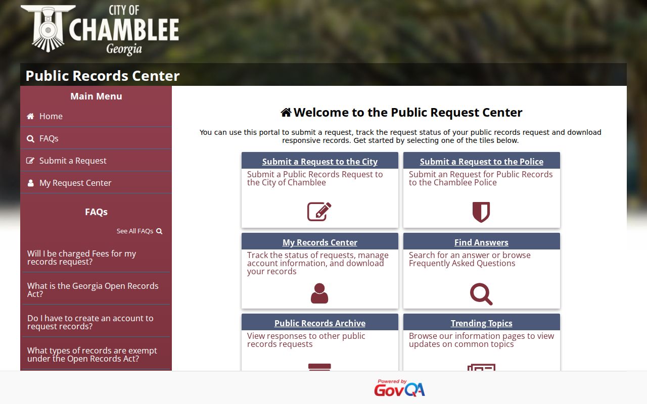 Chamblee previous residents address records in GovQA